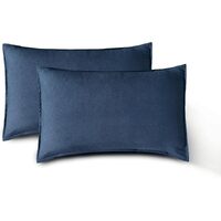 Vintage Washed Microfibre Standard Pillowcases - Set of 2 Luxurious Standard Pillow Covers - Navy