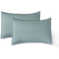 Vintage Washed Microfibre Standard Pillowcases - Set of 2 Luxurious Standard Pillow Covers - Seafoam