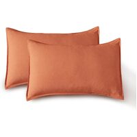 Vintage Washed Microfibre Standard Pillowcases - Set of 2 Luxurious Standard Pillow Covers - Terracotta