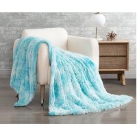 Double Sided Faux Fur Shaggy Throw Blanket - Blue