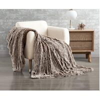Double Sided Faux Fur Shaggy Throw Blanket - Chestnut