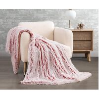 Double Sided Faux Fur Shaggy Throw Blanket - Rose