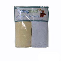2 Piece of Baby Cot Cotton Fitted Sheet Yellow &amp; White