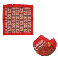 Christmas Red Festival Floral Sheer Organza Glitter Table Cloth Topper 90 x 90 cm