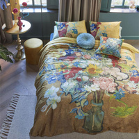 Bedding House Van Gogh Bouquet d&#39;Anniversaire Gold Cotton Sateen Quilt Cover Set Super King