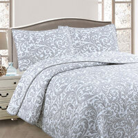Jane Barrington Grey &amp; White Lightly Quilted Jacquard Reversible Coverlet Set Queen