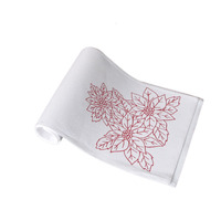 Christmas Print White Table Runner 33 x 180cm Poinsettia