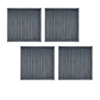 Set of 4 Square Broad Slat Bamboo Table Placemats 35 x 35cm Dark Grey