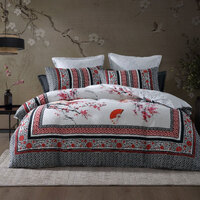 Logan &amp; Mason Tokyo Drift Red 100% Cotton Sateen Quilt Cover Set Queen