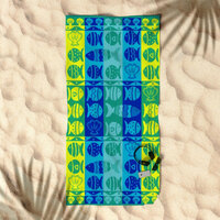 Rans Premium Cotton Jacquard Beach Towel Fish &amp; Shell Blue
