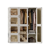 Kylin Cubes Storage Folding Cabinet Wardrobe With 12 Grids &amp; 8 Doors &amp; 2 Hangers