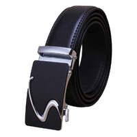 Genuine Leather Belt Men&#39;s Plate Reversible Buckle Business Dress Belts (Style 02)