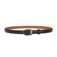 Luxury Top Layer Cow Leather Belt Women&#39;s Simple Decorative Jeans Belt Versatile Fashion Thin Belt (Black)