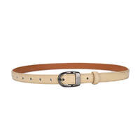 Luxury Top Layer Cow Leather Belt Women&#39;s Simple Decorative Jeans Belt Versatile Fashion Thin Belt (Apricot)