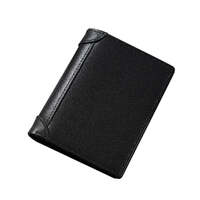 100% Genuine Leather Men&#39;s Wallet RFID Blocking Card Holder Bifold and Long Wallets (Black Bifold Verticle)