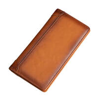 100% Genuine Leather Men&#39;s Wallet RFID Blocking Card Holder Bifold and Long Wallets (Brown Long Wallet)