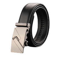 Adjustable Slide Luxury Leather Belt For Men&#39;s Automatic Buckle Ratchet Business Dress Belts (FB8503#25)