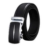 Adjustable Slide Genuine Leather Belt Men&#39;s Plate Reversible Buckle Business Dress Belts (FB8603#38)
