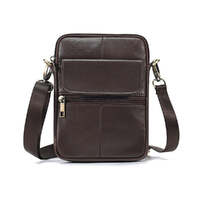 Genuine leather men&#39;s crossbody bag oiled wax leather Satchel Crossbody Bag (Coffee)