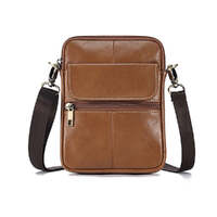 Genuine leather men&#39;s crossbody bag oiled wax leather Satchel Crossbody Bag (Brown)