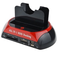 All In One Docking Station USB Dual-Bay Hard Drive 2.5&quot; 3.5&quot; IDE SATA SSD Card Reader