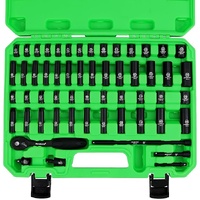 SWANLAKE 1/4&quot; Drive Impact Socket Set, 56-Piece Standard SAE (5/32 to 9/16 inch) and Metric (4-15mm) Size, 6 Point, Cr-V, 1/4-Inch Drive Ratchet Handl