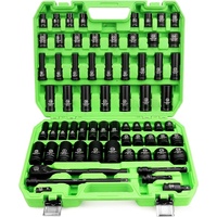 SWANLAKE 1/2&quot; Drive Impact Socket Set, 66-Piece Standard SAE (3/8&quot;-1-1/4&quot;) and Metric (8-24mm) Size, 6 Point, Cr-V, 1/2-Inch Drive Ratchet Handle, Dri