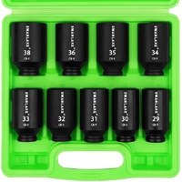 SWANLAKE 9-Piece 1/2&quot; Drive Jumbo Impact Socket Set, Metric 29mm-38mm Large Socksts Spindle Axle Nut Impact Socket, CR-V Black