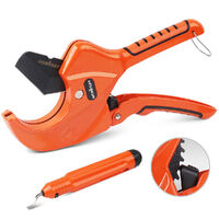 HORUSDY PVC Ratchet Cutter 64mm 2 - 1/2&quot; Deburring Tool Rubber Handle Hand Tool