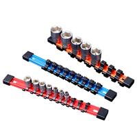 3Pc Double-Side Sockets Holder Tool Organizer Rails WorkShop Rack 1/4&quot; 3/8&quot; 1/2&quot;