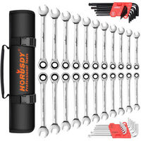 48Pc Spanner Set Ratchet Wrench &amp; Hex Key Metric SAE Allen Key W/T Rolling Pouch