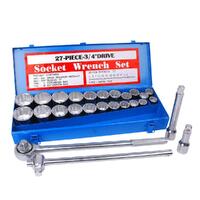 27Pc Heavy Duty Socket Wrench Set 3/4&quot; Drive Metric &amp; Imperial Extension Case