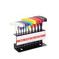 10-Piece T-Handle Hex Key Set, Allen Wrench SAE/Imperial Sizes 3/32&quot;-3/8&quot;, Heat-Treated Steel with Color-Code Organizer Stand