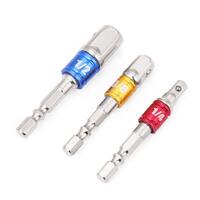 3Pc Socket Bit Adaptor Set Drill Nut Driver Power Extension Bars 1/4&quot; 3/8&quot; 1/2&quot;