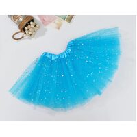 Sequin Tulle Tutu Skirt Ballet Kids Princess Dressup Party Baby Girls Dance Wear, Blue, Kids