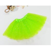 Sequin Tulle Tutu Skirt Ballet Kids Princess Dressup Party Baby Girls Dance Wear, Neon Green, Kids