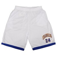 Men&#39;s Basketball Sports Shorts Gym Jogging Swim Board Boxing Sweat Casual Pants, White - Los Angeles 24, XL