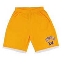 Men&#39;s Basketball Sports Shorts Gym Jogging Swim Board Boxing Sweat Casual Pants, Yellow - Los Angeles 24, S