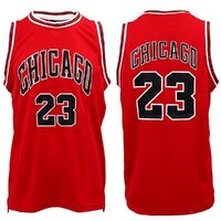 New Men&#39;s Basketball Jersey Sports T Shirt Tee Vest Tops Gym Chicago Los Angeles, Red - Chicago 23, L