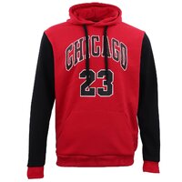 Men&#39;s Fleece Pullover Hoodie Jacket Chicago Bulls 23 Michael Jordan Sweat Shirt, Red, 2XL