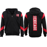 Men&#39;s Fleece Zip Up Hoodie Shirt Chicago Bulls 23 Michael Jordan Sweat Jacket, Black, M