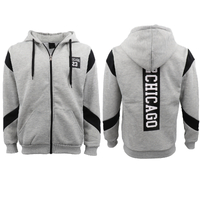 Men&#39;s Fleece Zip Up Hoodie Shirt Chicago Bulls 23 Michael Jordan Sweat Jacket, Light Grey, S