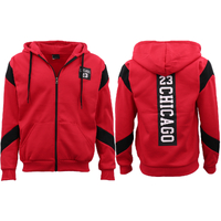 Men&#39;s Fleece Zip Up Hoodie Shirt Chicago Bulls 23 Michael Jordan Sweat Jacket, Red, 2XL
