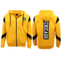 Men&#39;s Fleece Zip Up Hoodie Shirt Chicago Bulls 23 Michael Jordan Sweat Jacket, Yellow, XL