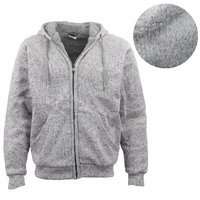Men&#39;s Thick Zip Up Hooded Hoodie w Winter Sherpa Fur Jumper Coat Jacket Sweater, Light Grey, 2XL