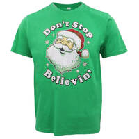 New Funny Adult Xmas Christmas T Shirt Tee Mens Womens 100% Cotton Jolly Ugly, Don&#39;t Stop Believin&#39; (Green), S