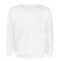 New Adult Unisex Plain Pullover Fleece Jumper Mens Long Sleeve Crew Neck Sweater, White, 4XL