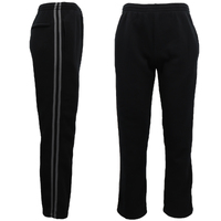 Men&#39;s Fleece Casual Sports Track Pants w Zip Pocket Striped Sweat Trousers S-6XL, Black w Grey Stripes, XL