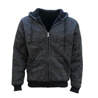 Men&#39;s Thick Zip Up Hooded Hoodie w Winter Sherpa Fur Jumper Coat Jacket Sweater, Black, 5XL