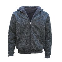 Men&#39;s Thick Zip Up Hooded Hoodie w Winter Sherpa Fur Jumper Coat Jacket Sweater, Dark Grey, 4XL